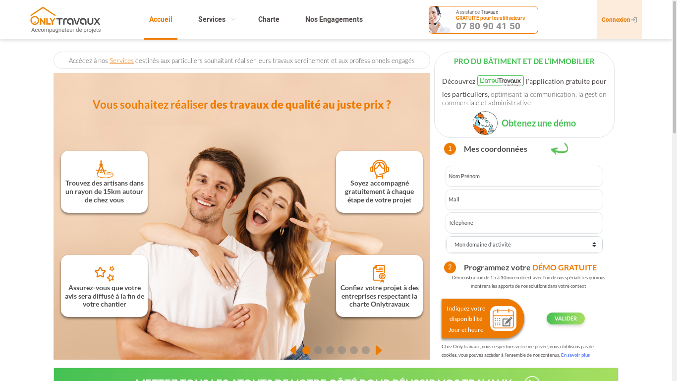 the desktop screenshot of onlytravaux.fr