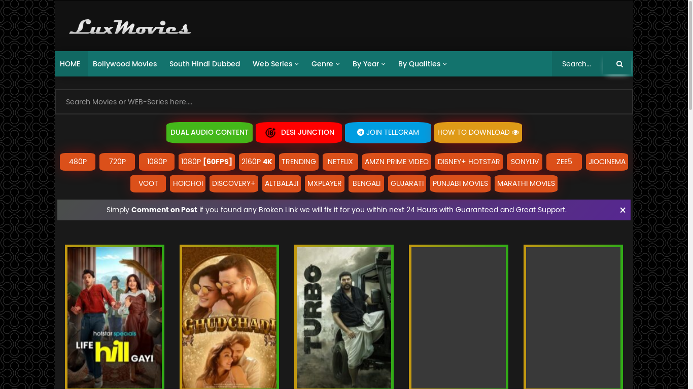the desktop screenshot of luxmovies.wiki