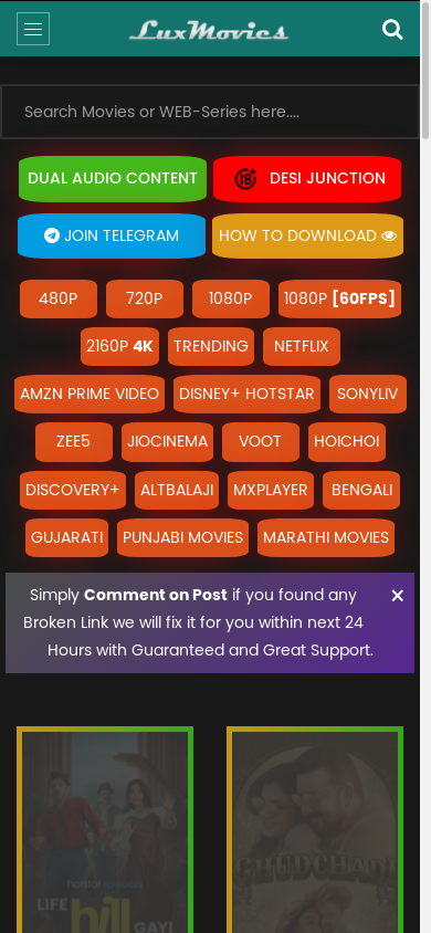 the mobile screenshot of luxmovies.wiki