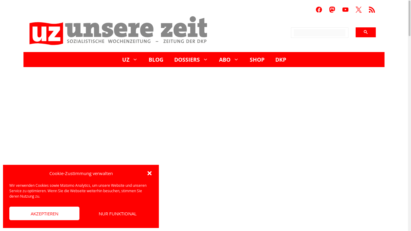 the desktop screenshot of www.unsere-zeit.de