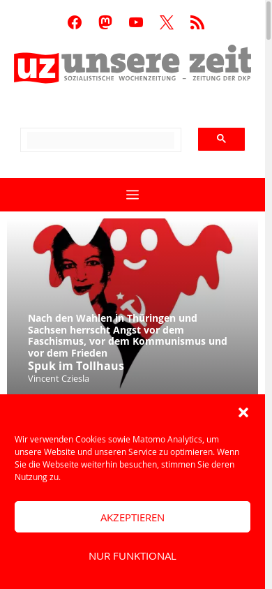 the mobile screenshot of www.unsere-zeit.de