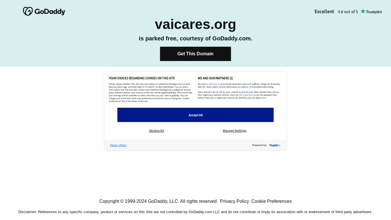 the desktop screenshot of vaicares.org