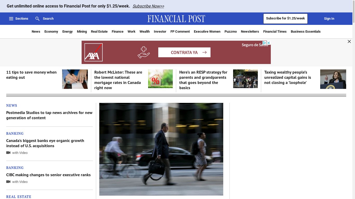 the desktop screenshot of financialpost.com