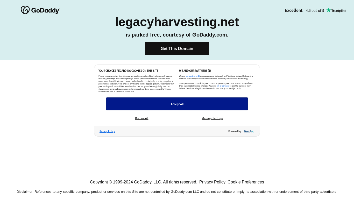 the desktop screenshot of legacyharvesting.net