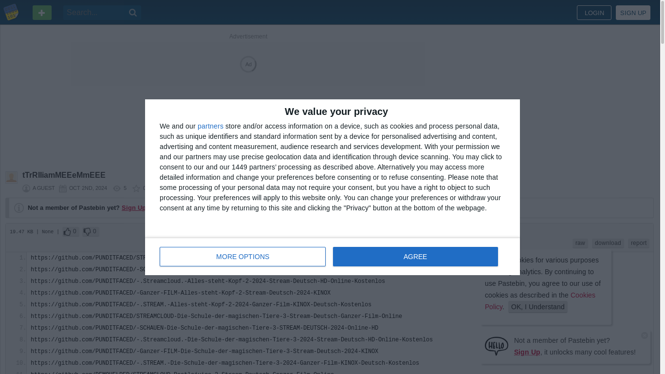 the desktop screenshot of pastebin.com