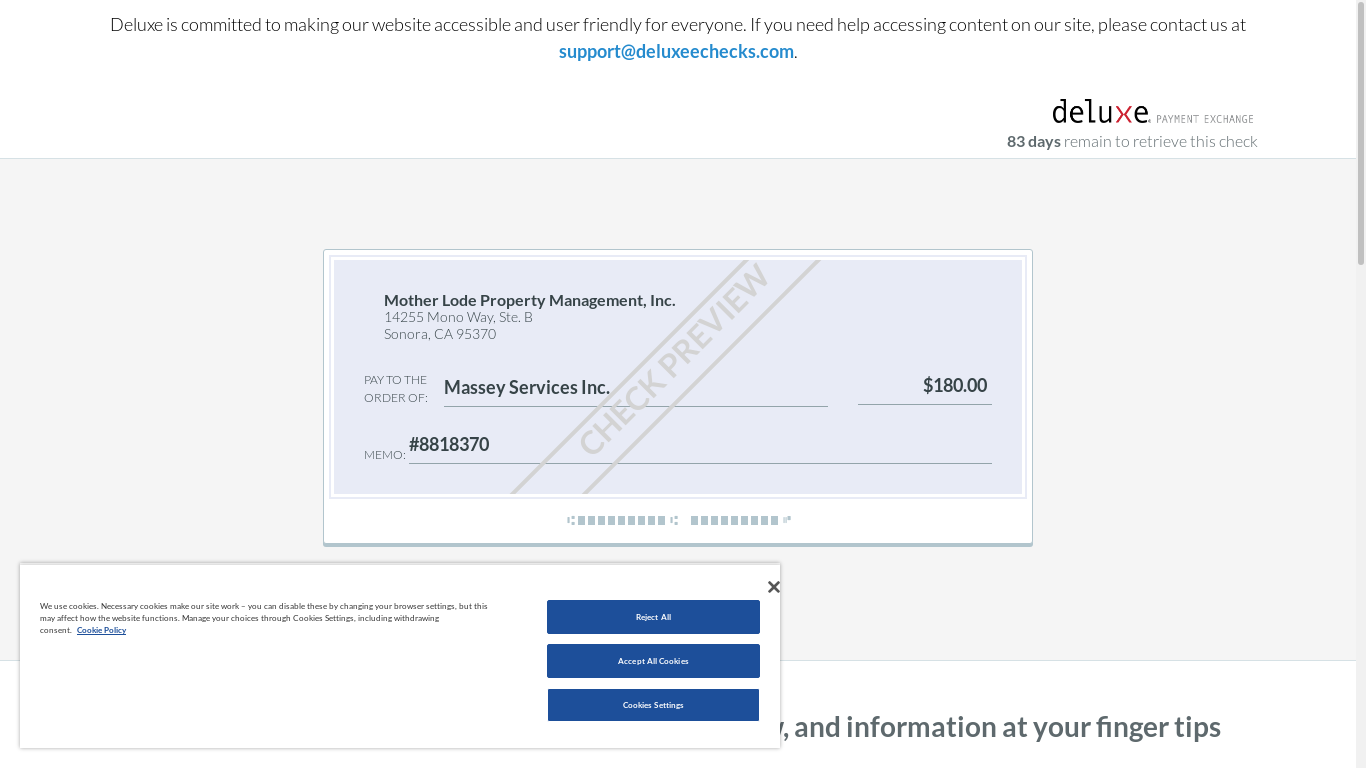the desktop screenshot of retrievals.echecks.com