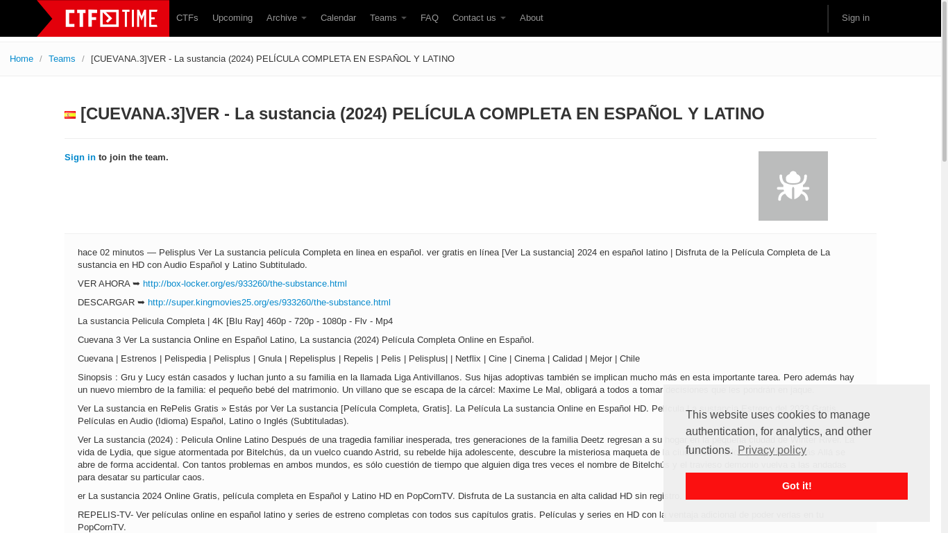 the desktop screenshot of ctftime.org