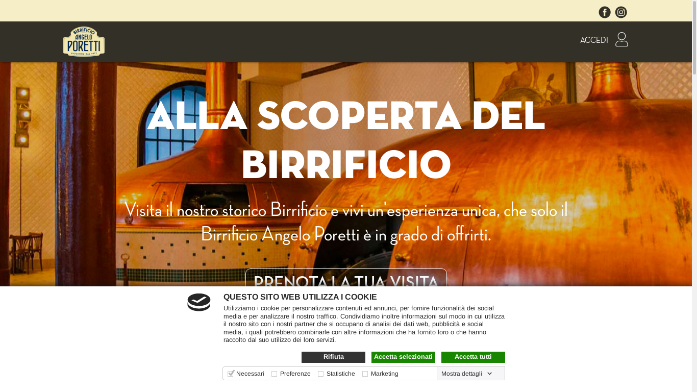 the desktop screenshot of visite.birrificioporetti.it