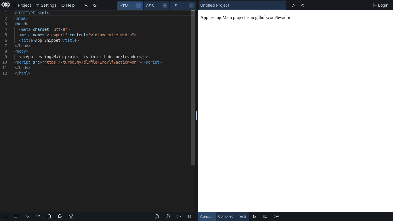 the desktop screenshot of v45.livecodes.io