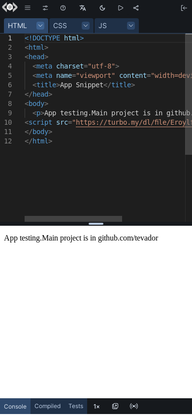 the mobile screenshot of v45.livecodes.io