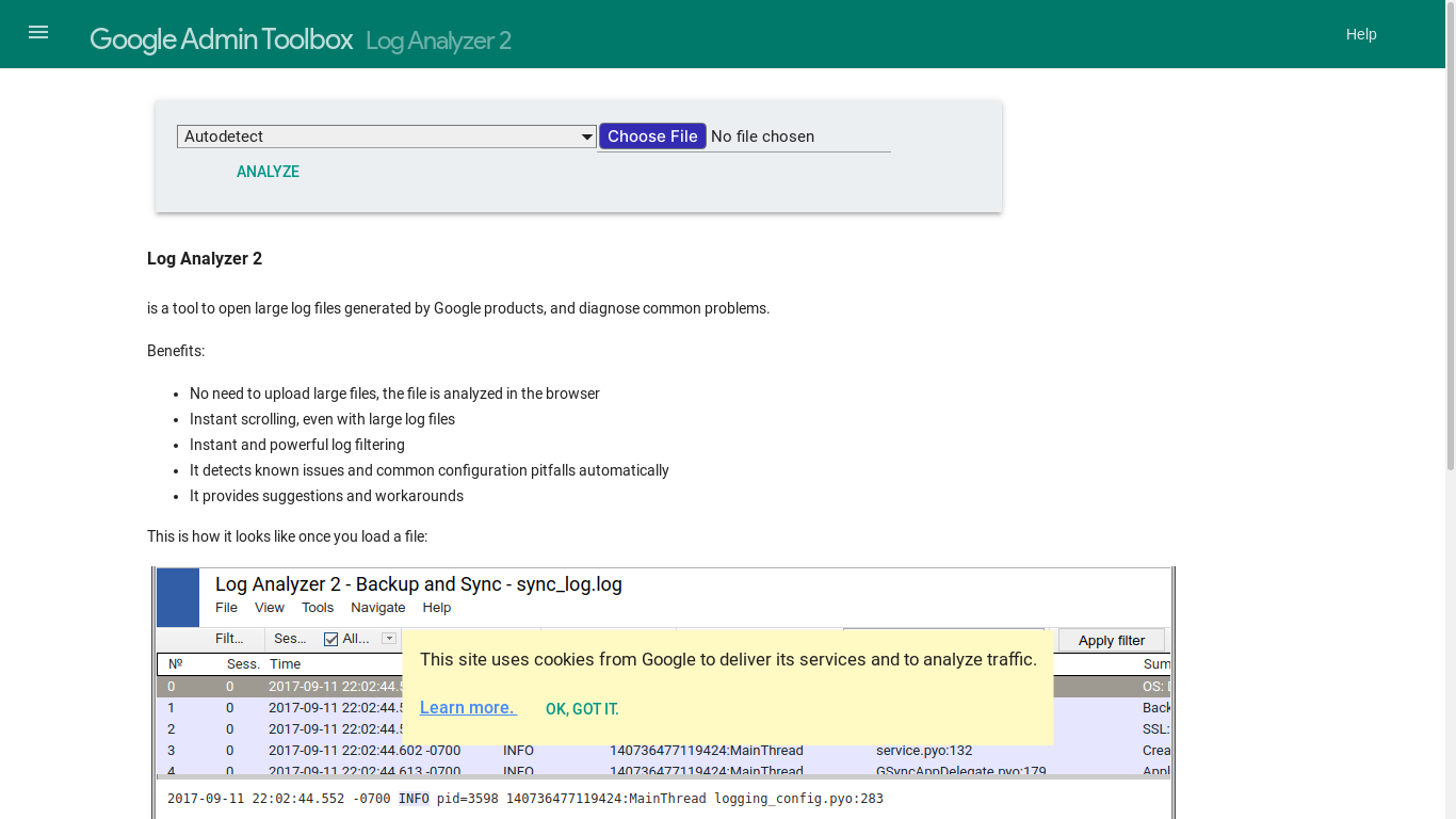 the desktop screenshot of toolbox.googleapps.com