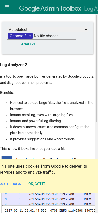 the mobile screenshot of toolbox.googleapps.com