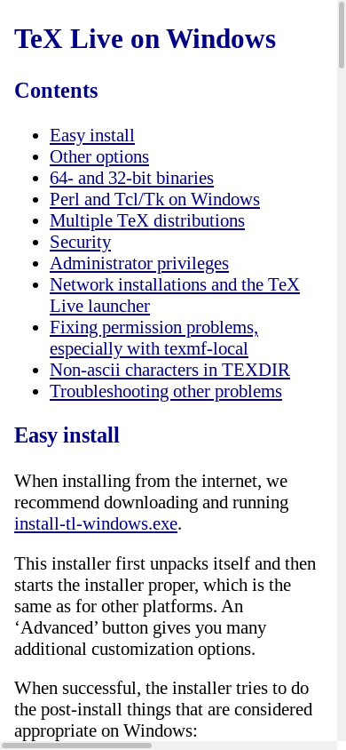 the mobile screenshot of tug.org