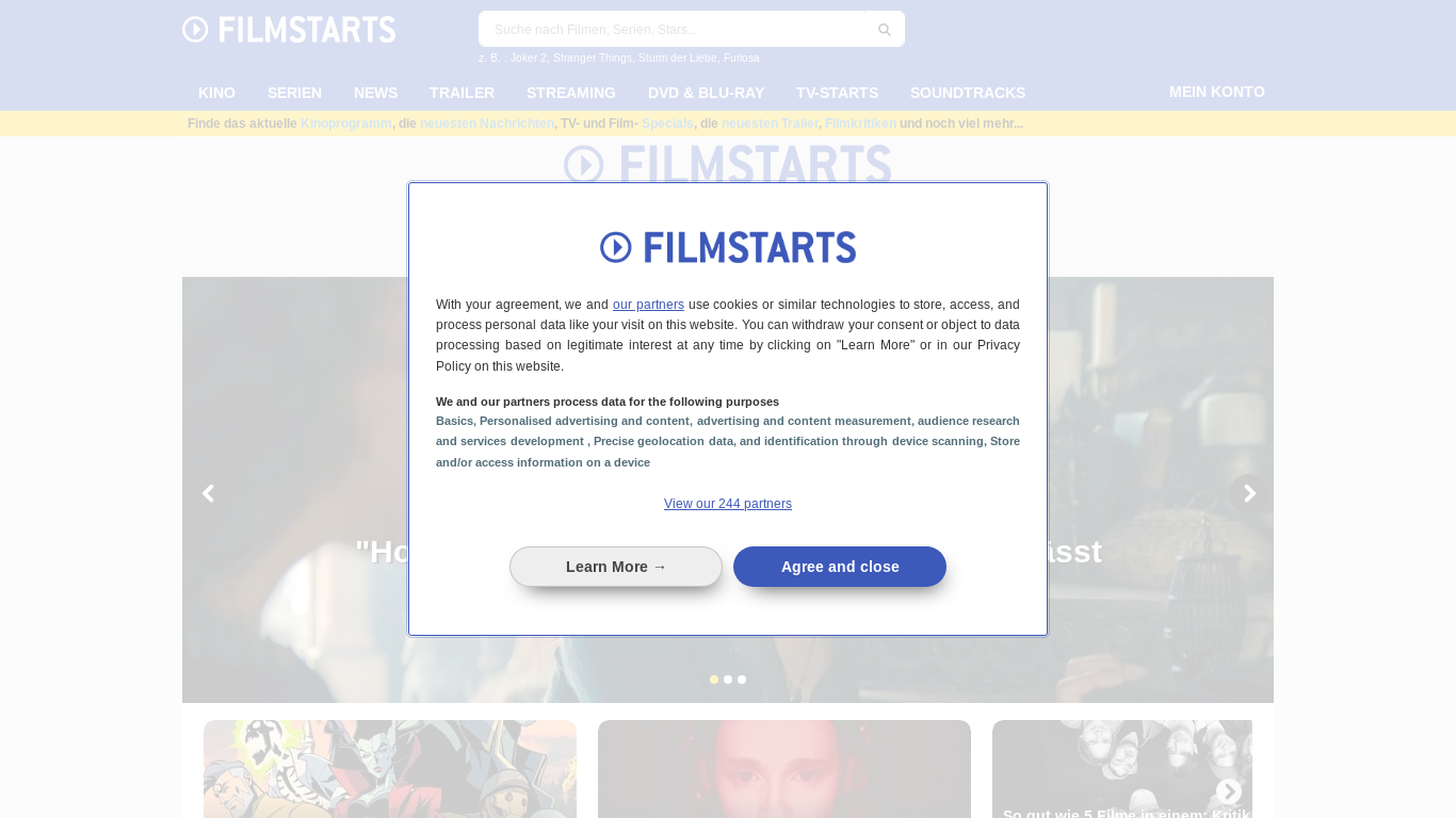 the desktop screenshot of www.filmstarts.de