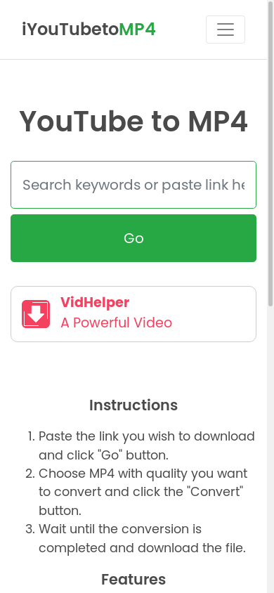 the mobile screenshot of iyoutubetomp4.com