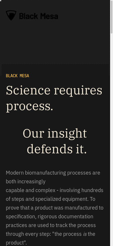 the mobile screenshot of blackmesa.com