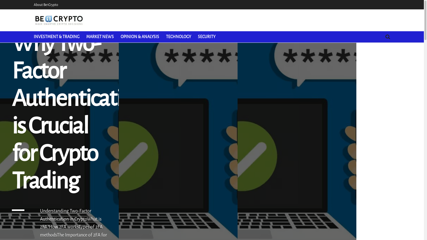 the desktop screenshot of be1crypto.com