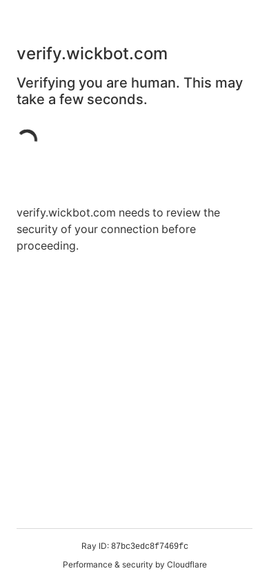 the mobile screenshot of verify.wickbot.com