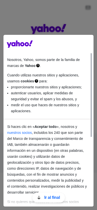 the mobile screenshot of consent.yahoo.com