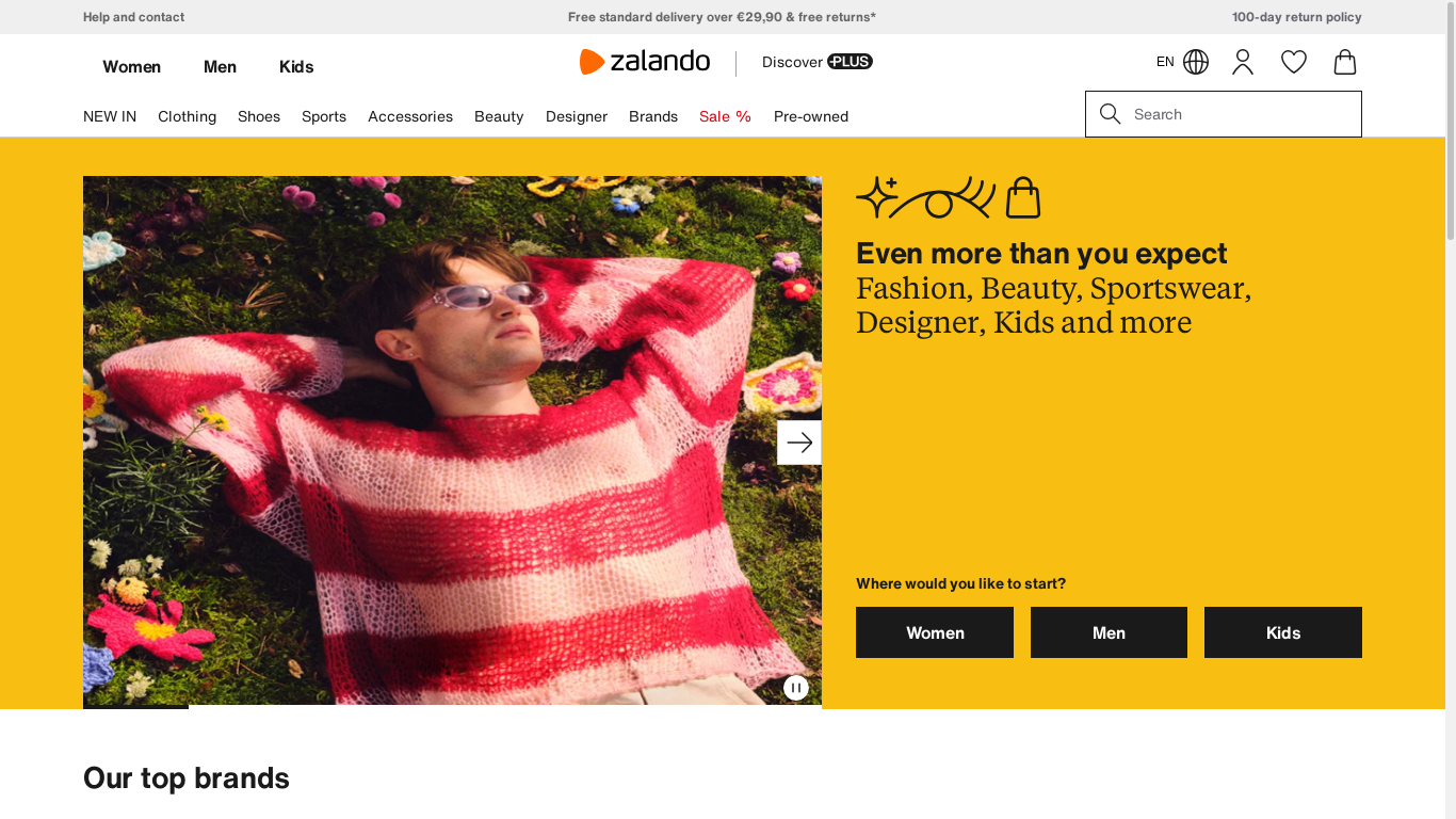 the desktop screenshot of en.zalando.de