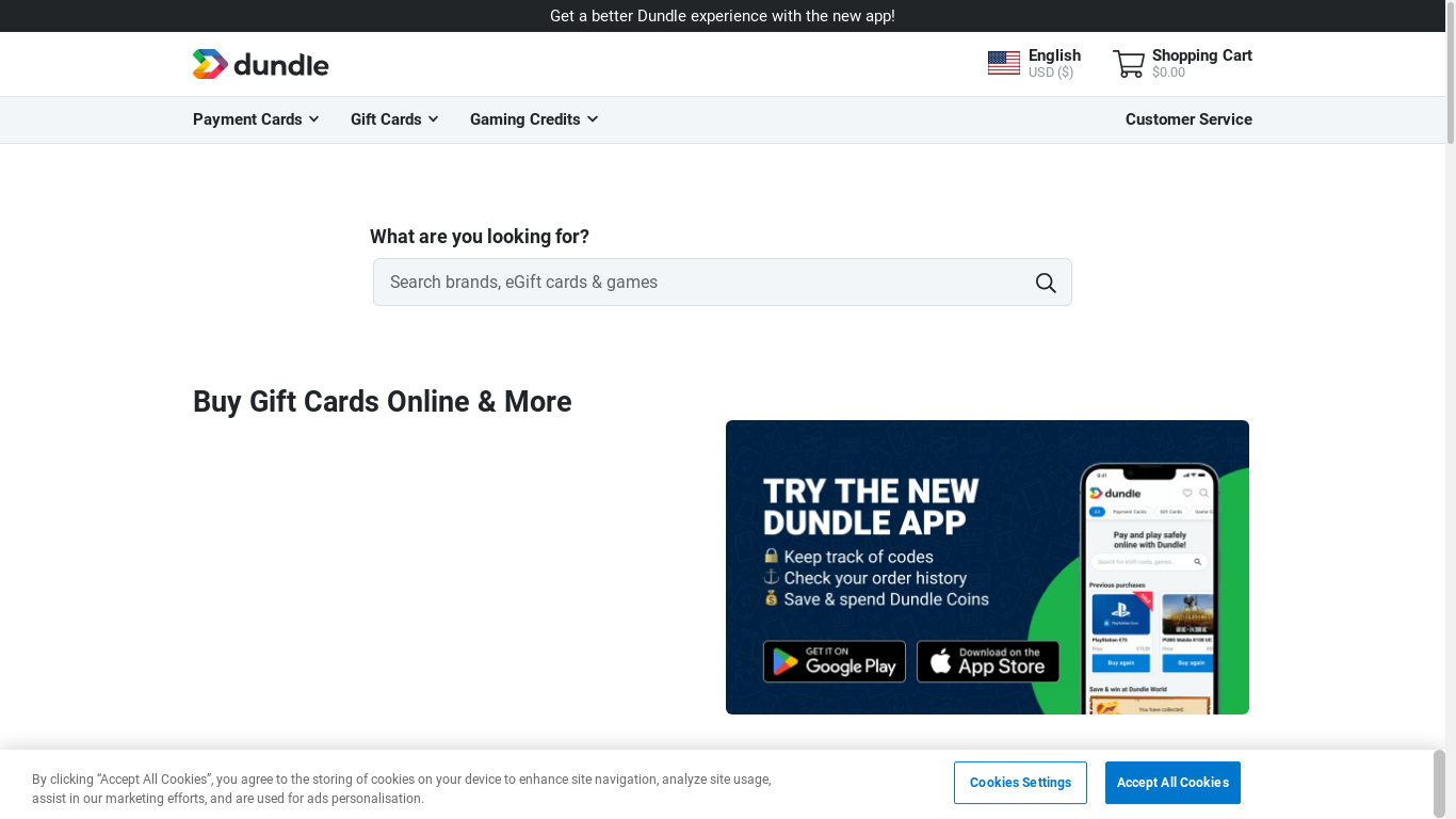 the desktop screenshot of dundle.com