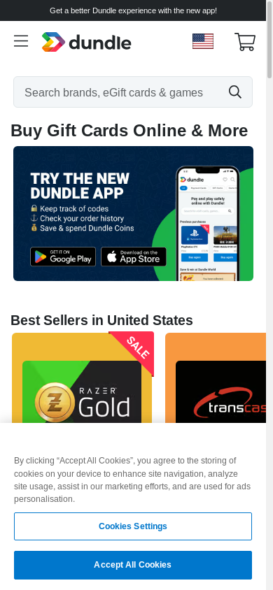 the mobile screenshot of dundle.com