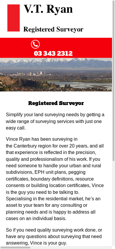 the mobile screenshot of landsurveyor.co.nz