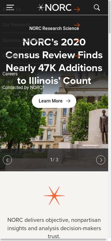 the mobile screenshot of norc.org