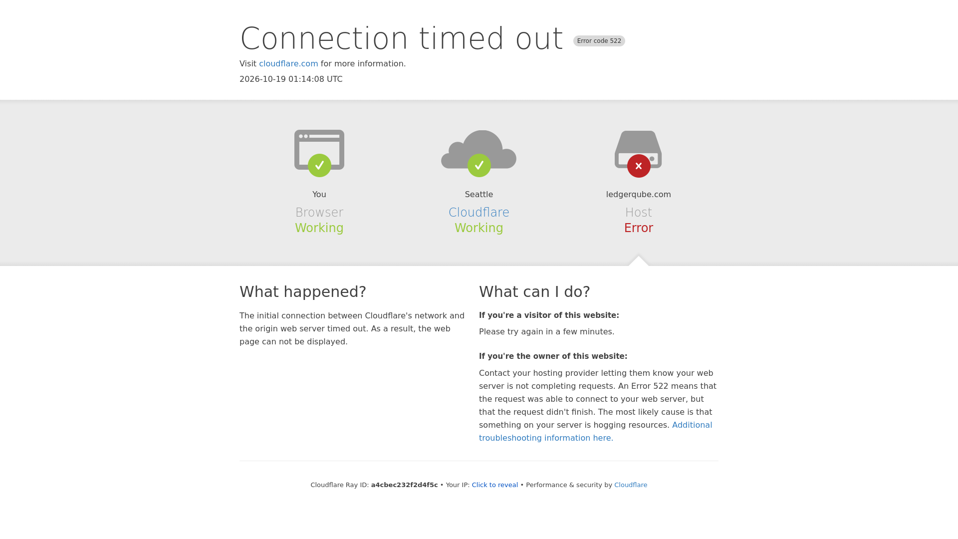 ledgerqube.com | 522: Connection timed out - URL Scan Results | Tiny Scan