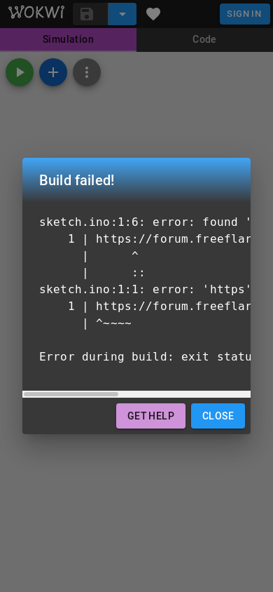 the mobile screenshot of wokwi.com