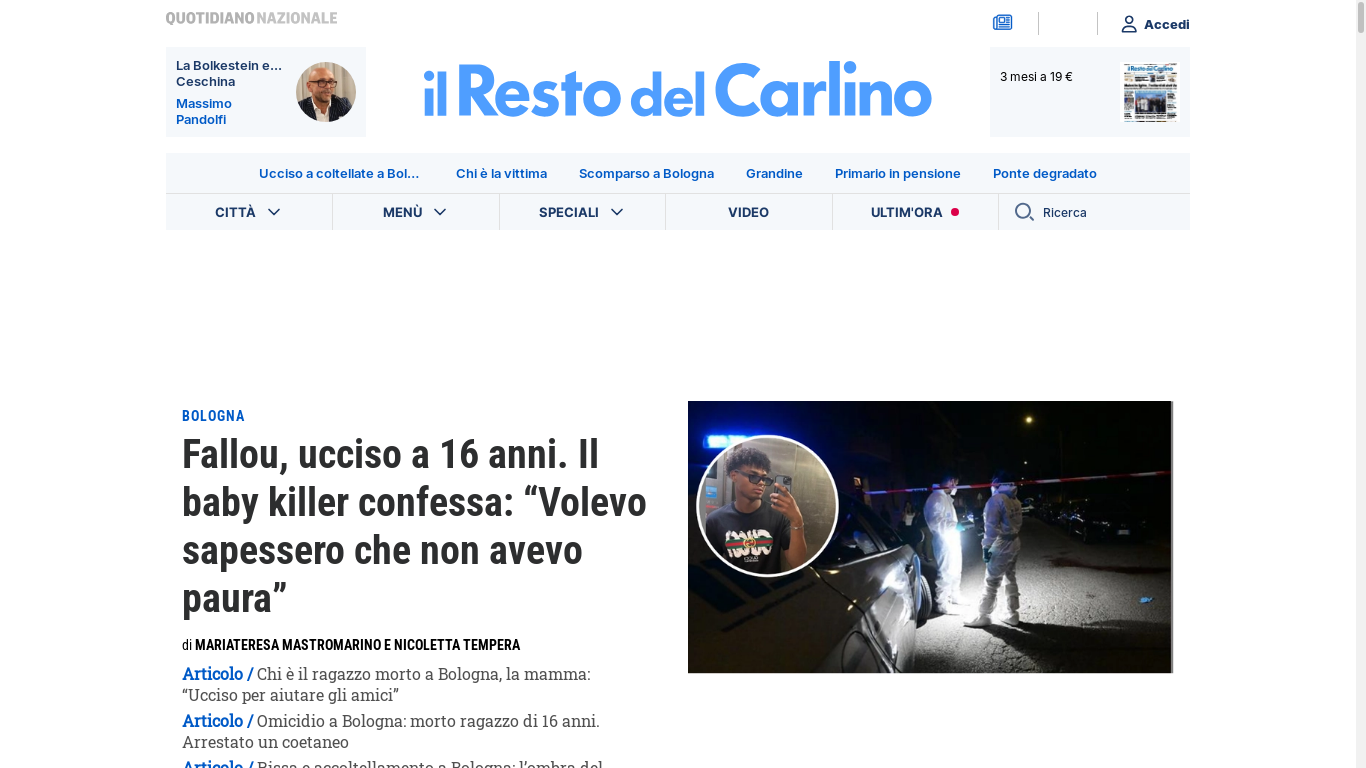 the desktop screenshot of www.ilrestodelcarlino.it