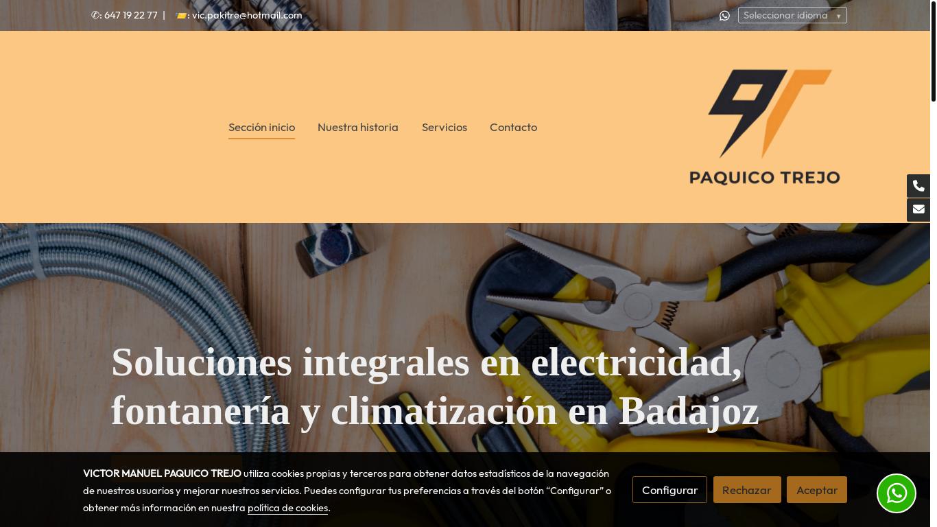 the desktop screenshot of paquicotrejoinstalaciones.es