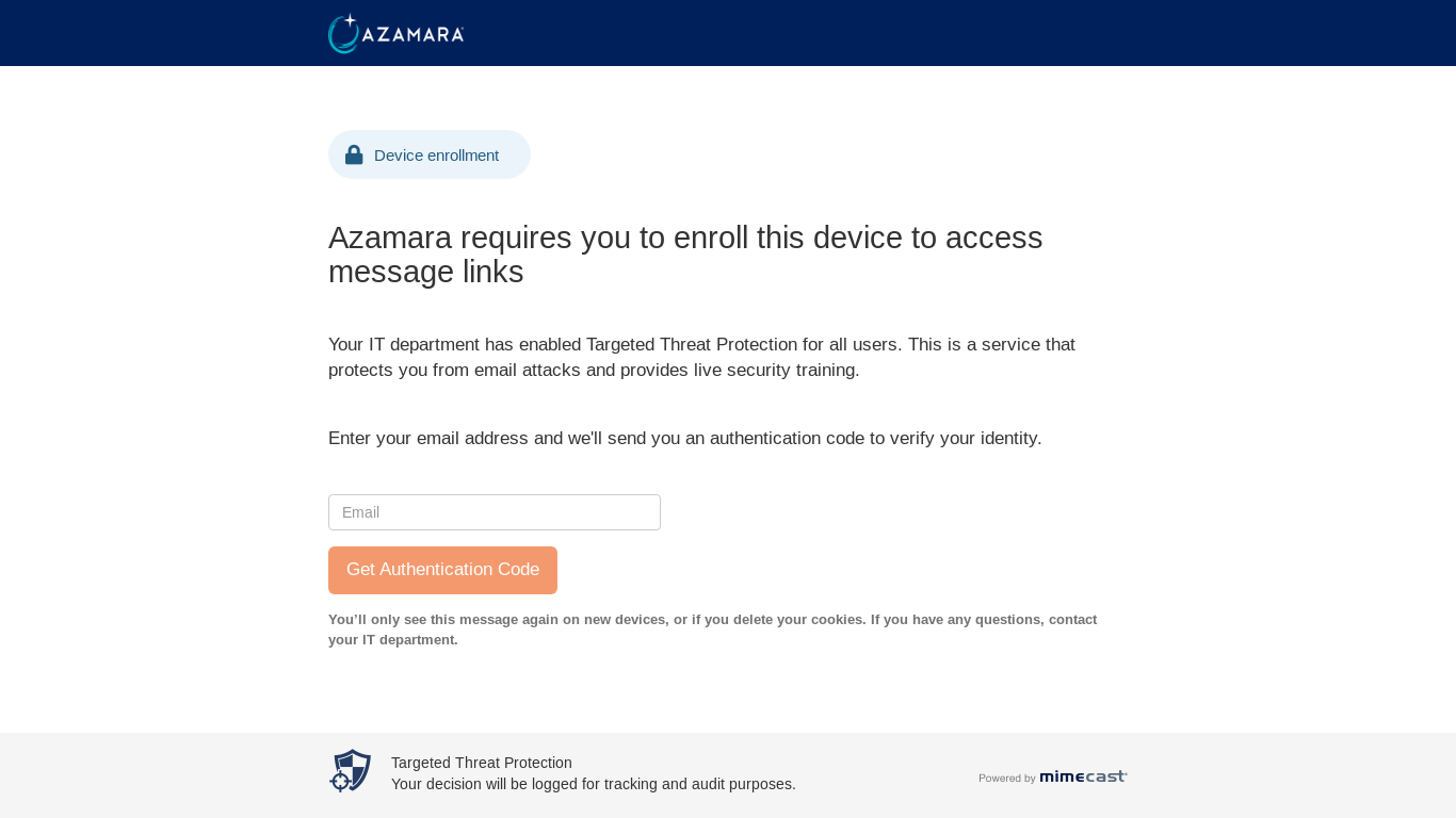 the desktop screenshot of security-usb.mimecast.com