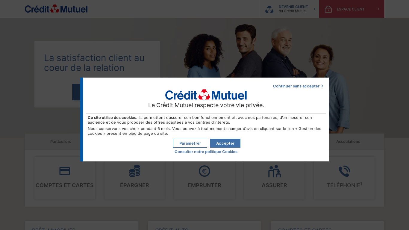 the desktop screenshot of www.creditmutuel.fr