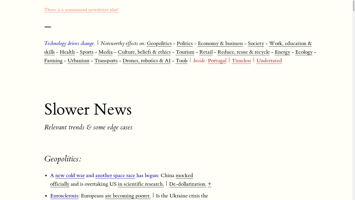 the desktop screenshot of www.slowernews.com