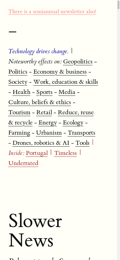 the mobile screenshot of www.slowernews.com