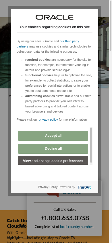 the mobile screenshot of www.oracle.com