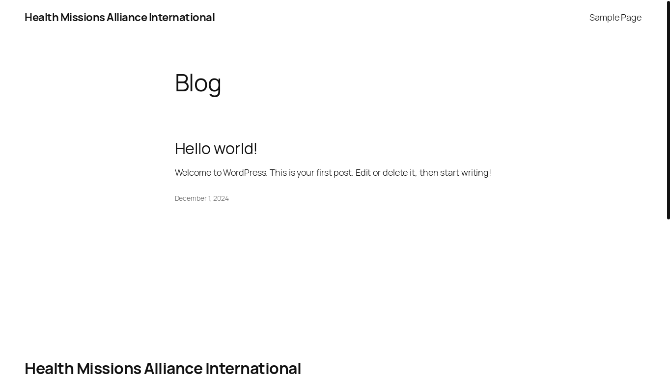 the desktop screenshot of healthmissionsallianceintl.org