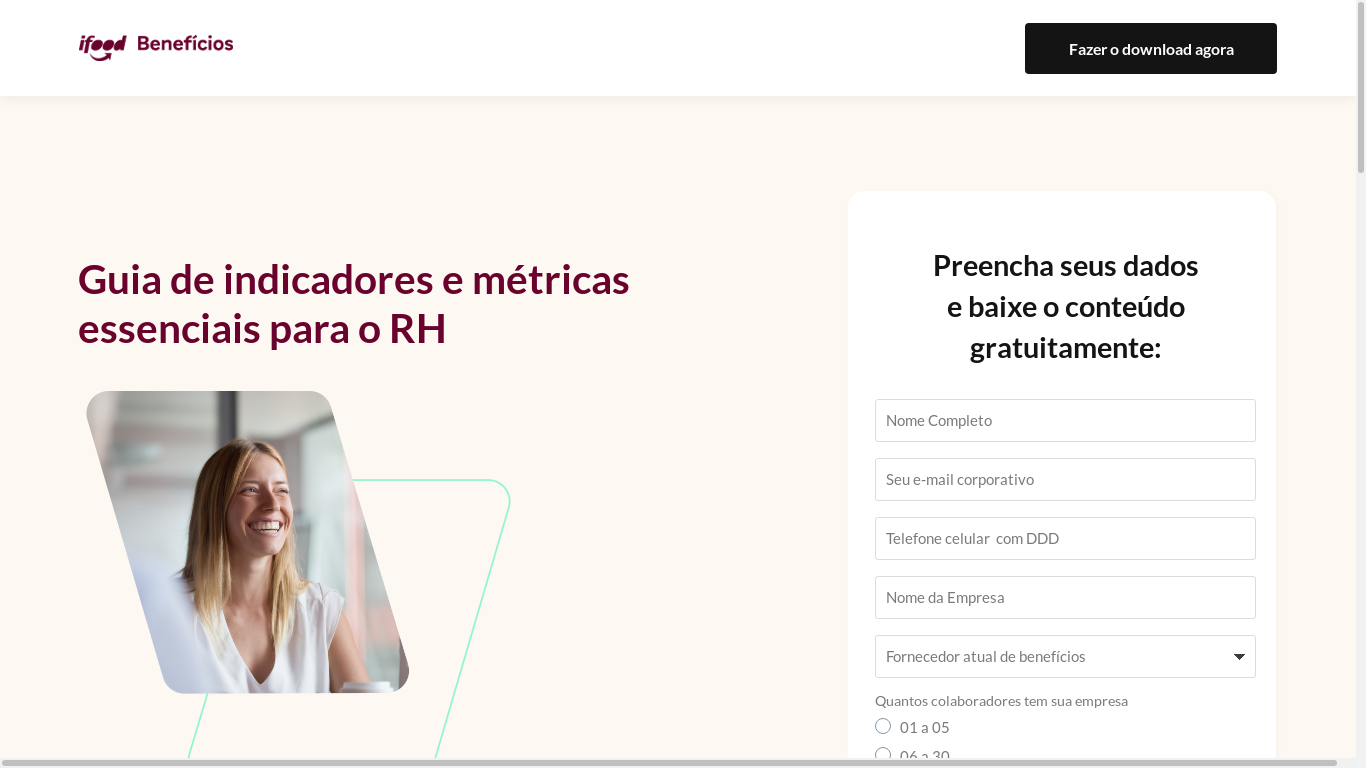 the desktop screenshot of contrate-beneficios.ifood.com.br