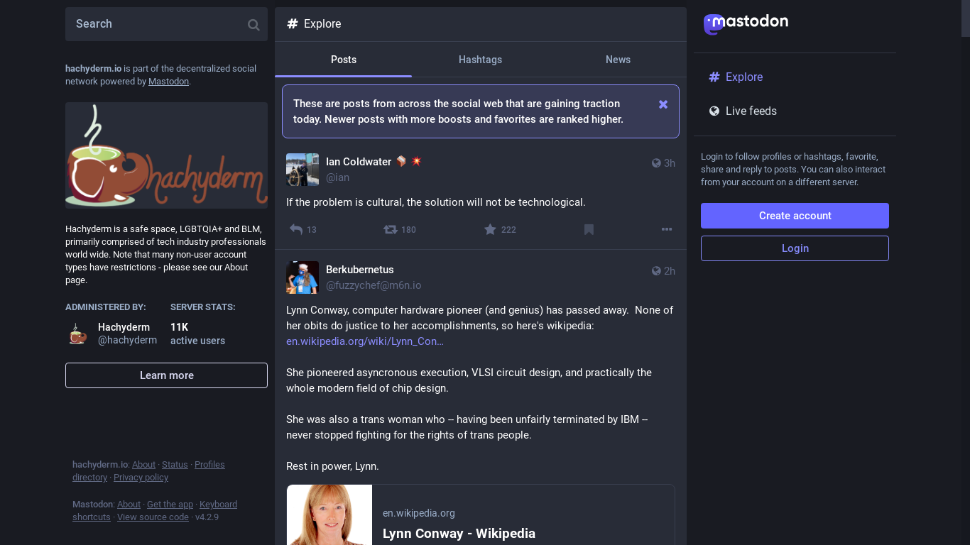 the desktop screenshot of hachyderm.io