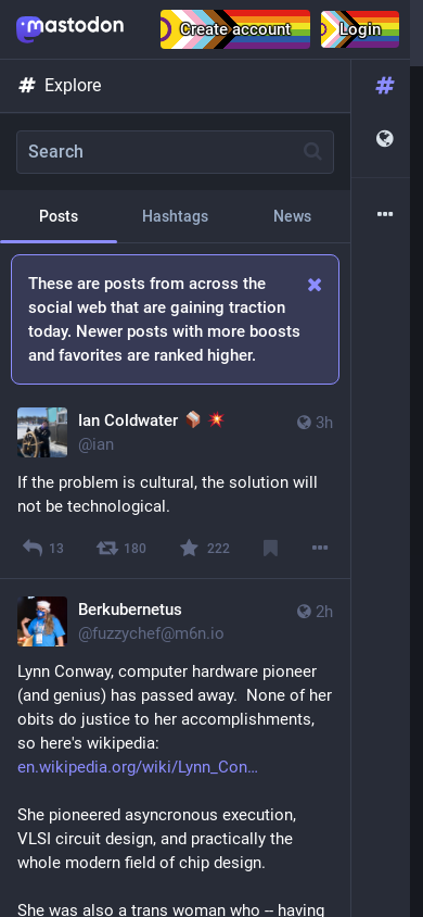 the mobile screenshot of hachyderm.io