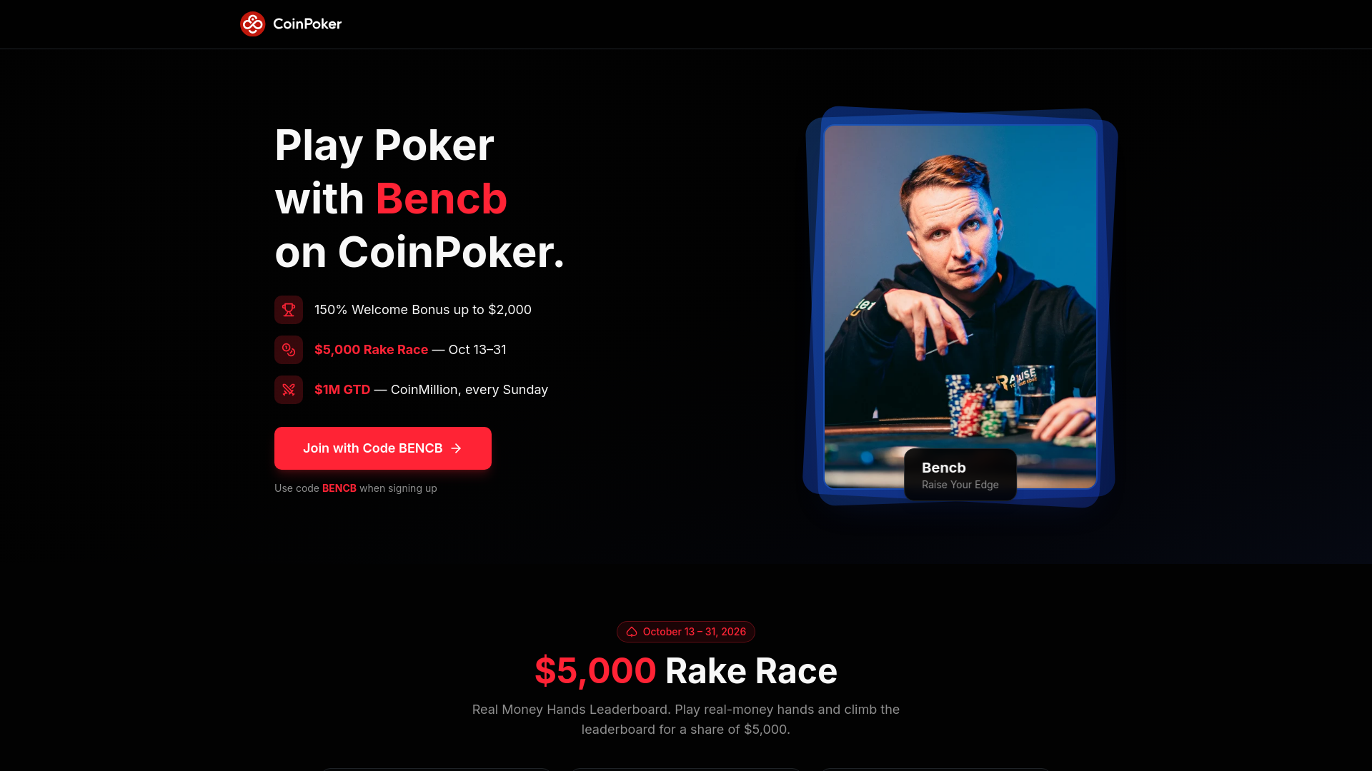 $5,000 Rake Race | Play with Bencb on CoinPoker - URL Scan Results ...