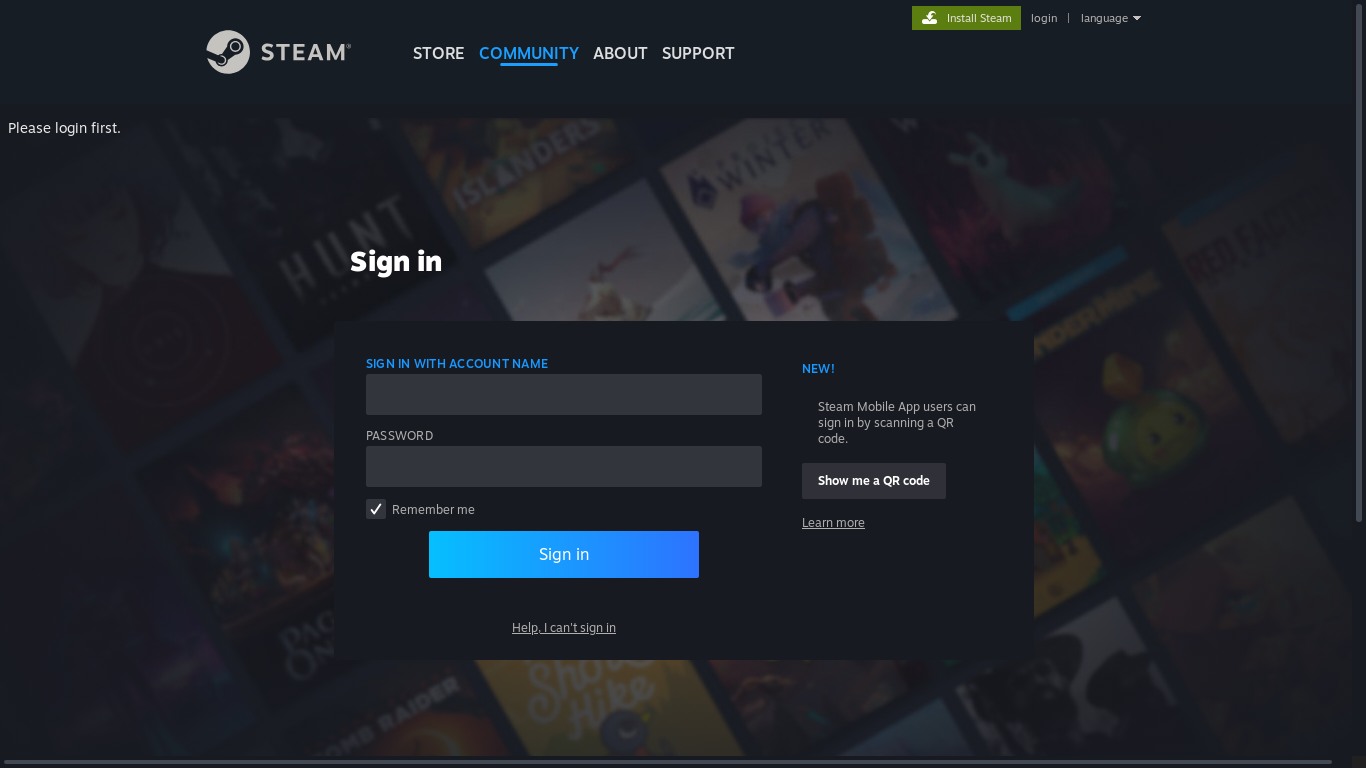 the desktop screenshot of steamcommunity.com