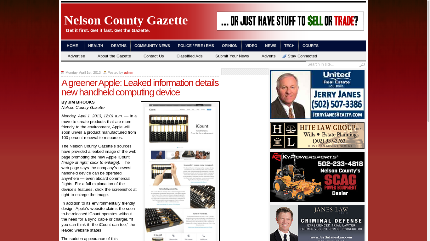 the desktop screenshot of nelsoncountygazette.com