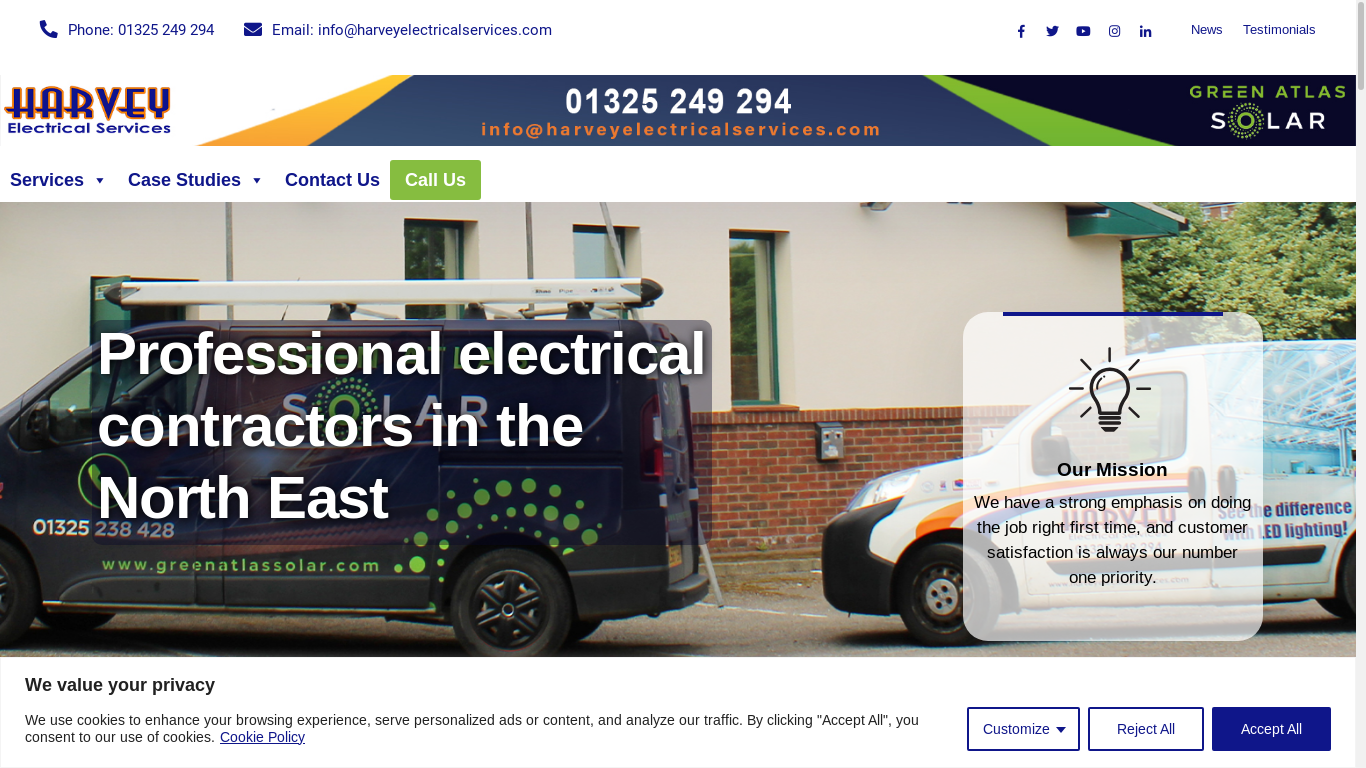 the desktop screenshot of www.harveyelectricalservices.com