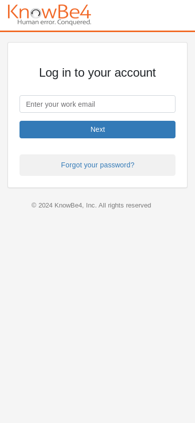 the mobile screenshot of training.knowbe4.com