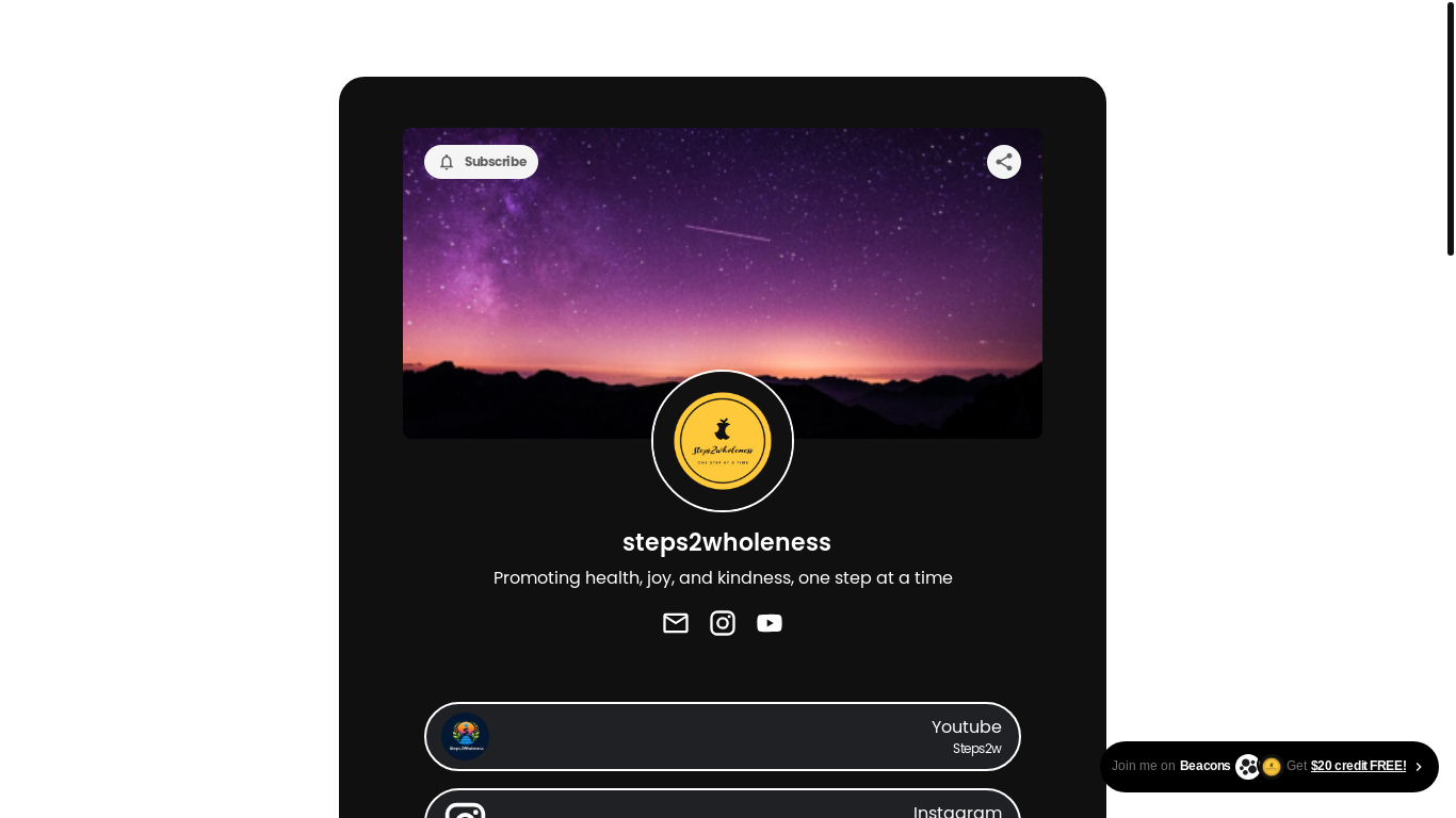 the desktop screenshot of steps2w.bio