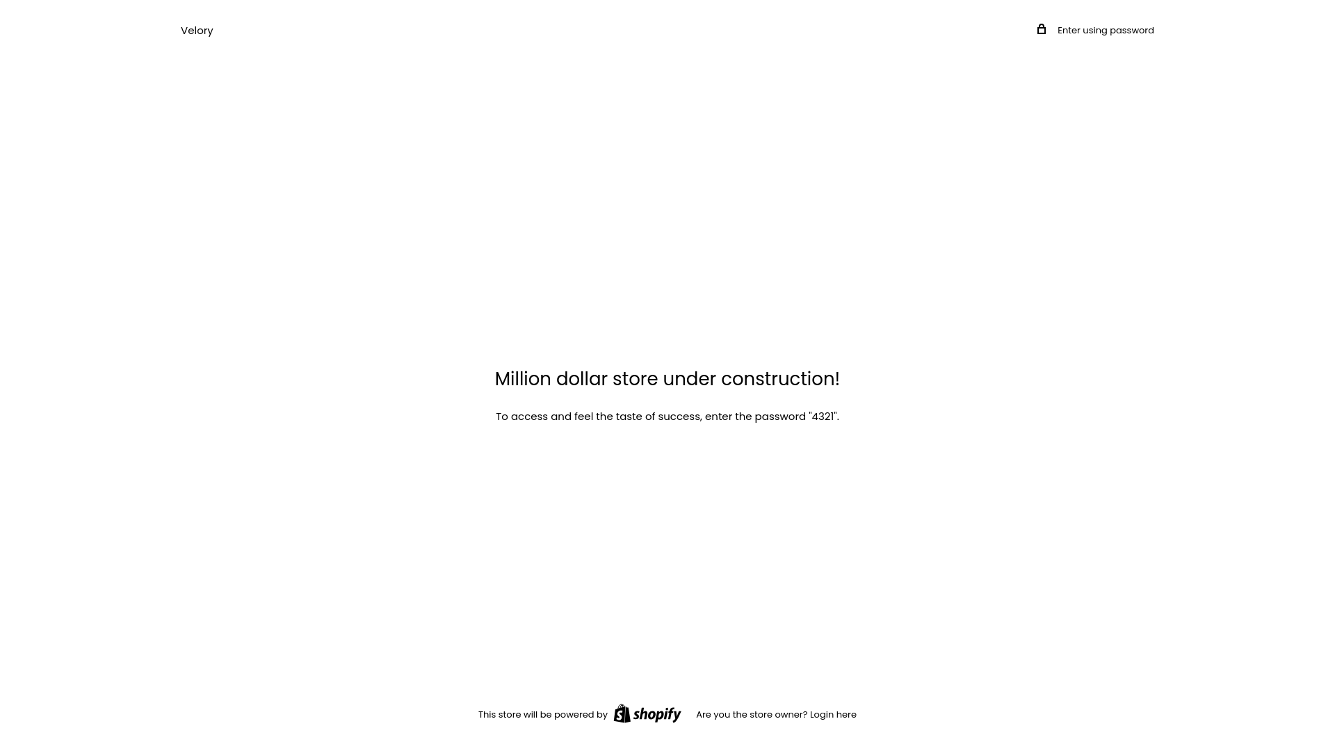 the desktop screenshot of veloryshop.com