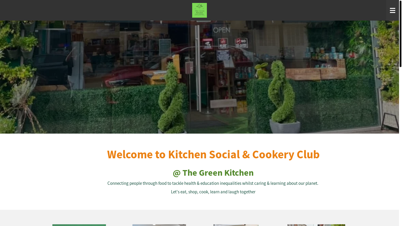 the desktop screenshot of www.kitchensocialcookeryclubthegreenkitchen.com
