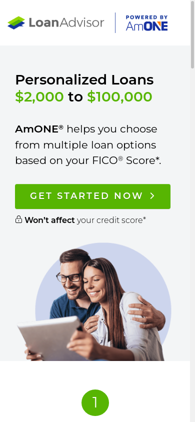 the mobile screenshot of loanadvisor.com